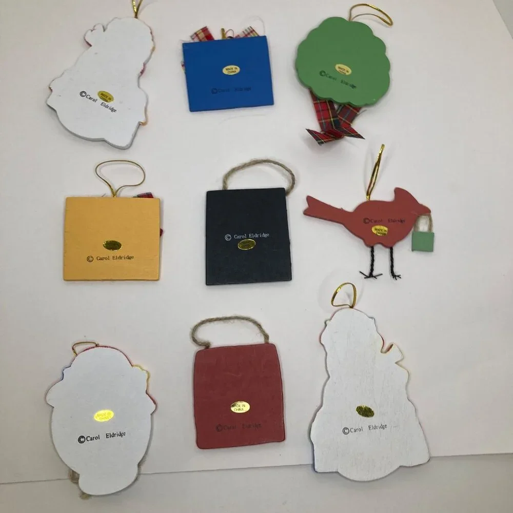 9 -Vintage‎ Carol Eldridge Wood Christmas Ornaments 2 - 3